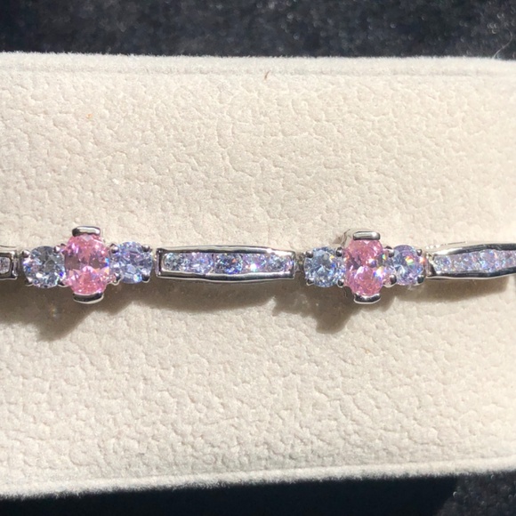 BRACELET WITH SEMI PRECIOUS STONES AND CRYSTALS, SET IN 925 SILVER, NWOT - Picture 3 of 7